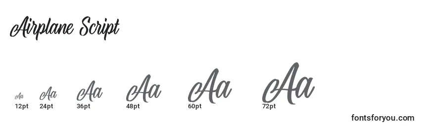 Airplane Script Font Sizes