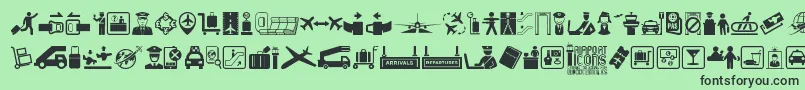 fuente Airport Icons – Fuentes Negras Sobre Fondo Verde