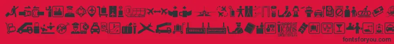 Airport Icons-Schriftart – Schwarze Schriften auf rotem Hintergrund