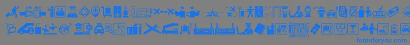 Airport Icons-Schriftart – Blaue Schriften auf grauem Hintergrund