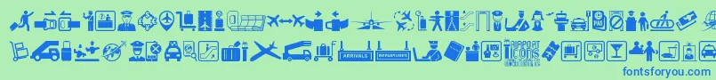 Шрифт Airport Icons – синие шрифты на зелёном фоне