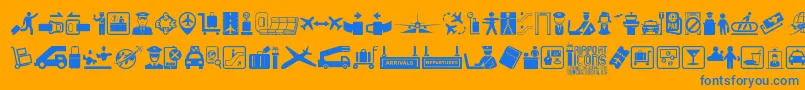 Шрифт Airport Icons – синие шрифты на оранжевом фоне