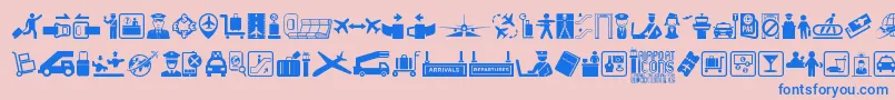 Fonte Airport Icons – fontes azuis em um fundo rosa