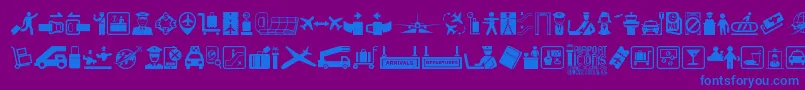 Police Airport Icons – polices bleues sur fond violet