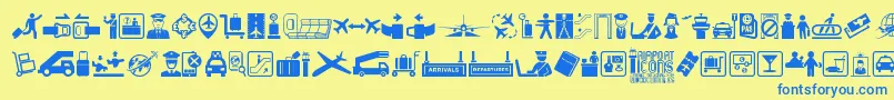 Airport Icons Font – Blue Fonts on Yellow Background