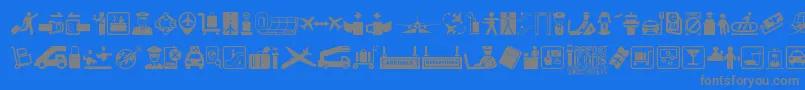 Czcionka Airport Icons – szare czcionki na niebieskim tle