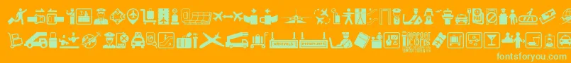 Airport Icons-fontti – vihreät fontit oranssilla taustalla