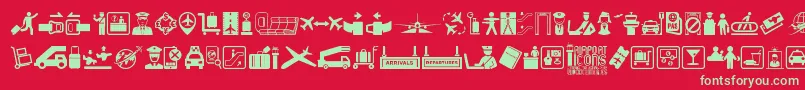 Czcionka Airport Icons – zielone czcionki na czerwonym tle