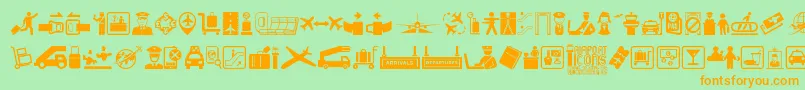 Fonte Airport Icons – fontes laranjas em um fundo verde