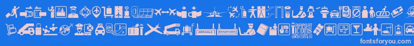 Czcionka Airport Icons – różowe czcionki na niebieskim tle