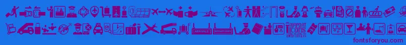 Airport Icons-Schriftart – Violette Schriften auf blauem Hintergrund