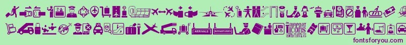 フォントAirport Icons – 緑の背景に紫のフォント