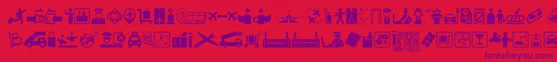 Airport Icons-Schriftart – Violette Schriften auf rotem Hintergrund