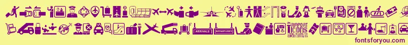 Airport Icons Font – Purple Fonts on Yellow Background