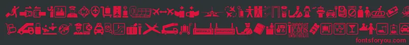 Airport Icons Font – Red Fonts on Black Background