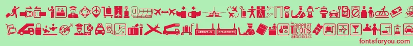 Airport Icons Font – Red Fonts on Green Background