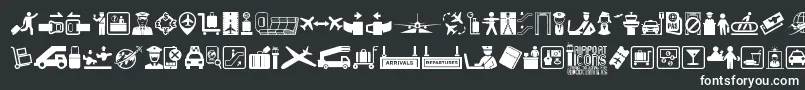 Airport Icons-Schriftart – Weiße Schriften auf schwarzem Hintergrund