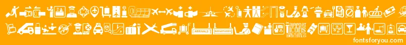 fuente Airport Icons – Fuentes Blancas Sobre Fondo Naranja
