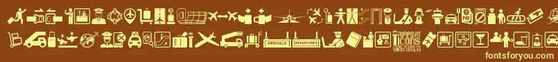 フォントAirport Icons – 黄色のフォント、茶色の背景