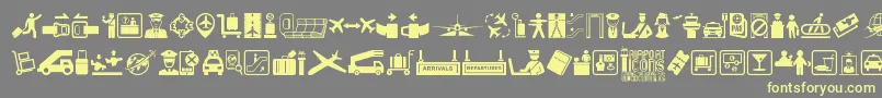 Airport Icons-Schriftart – Gelbe Schriften auf grauem Hintergrund