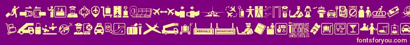 Airport Icons-fontti – keltaiset fontit violetilla taustalla