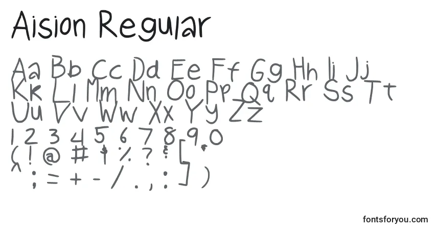 Czcionka Aision Regular – alfabet, cyfry, specjalne znaki