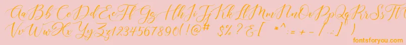 Aisyah Demo-Schriftart – Orangefarbene Schriften auf rosa Hintergrund