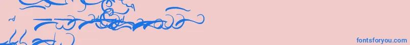 AisyKhadijah Swashed-Schriftart – Blaue Schriften auf rosa Hintergrund
