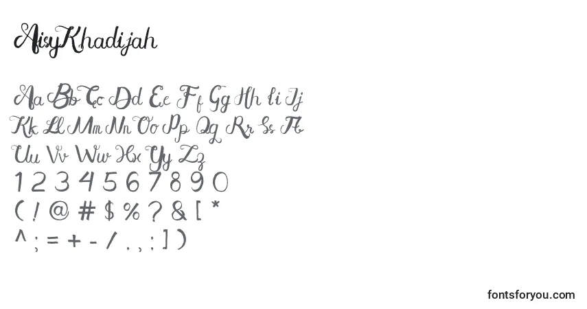 A fonte AisyKhadijah – alfabeto, números, caracteres especiais