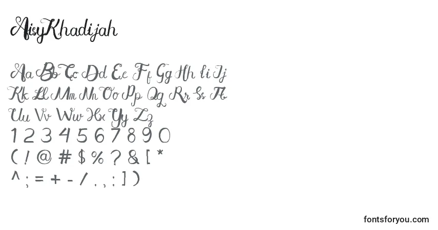 A fonte AisyKhadijah (118929) – alfabeto, números, caracteres especiais