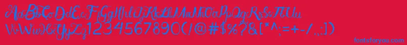 AisyKhadijah-Schriftart – Blaue Schriften auf rotem Hintergrund