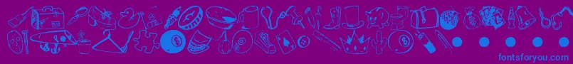 Czcionka Garas – niebieskie czcionki na fioletowym tle