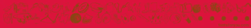 Garas-Schriftart – Braune Schriften auf rotem Hintergrund