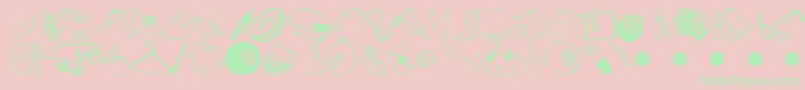 Garas-Schriftart – Grüne Schriften auf rosa Hintergrund