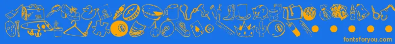 Garas-Schriftart – Orangefarbene Schriften auf blauem Hintergrund