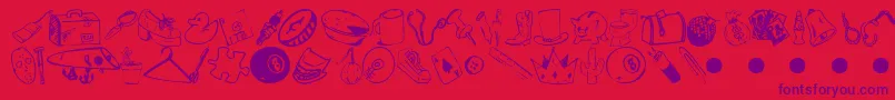 Czcionka Garas – fioletowe czcionki na czerwonym tle