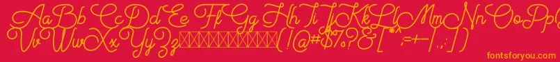 フォントAiushtya Free – 赤い背景にオレンジの文字