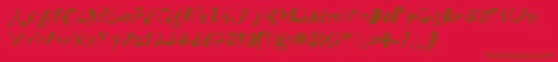 ak  s funky trunky-fontti – ruskeat fontit punaisella taustalla