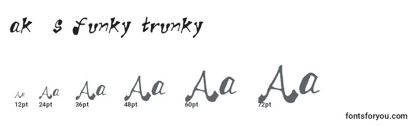 Ak  s funky trunky Font Sizes