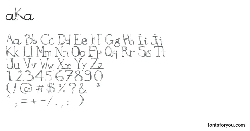 Schriftart AKa – Alphabet, Zahlen, spezielle Symbole