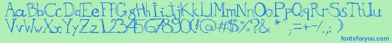 aKa Font – Blue Fonts on Green Background