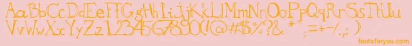 aKa-Schriftart – Orangefarbene Schriften auf rosa Hintergrund