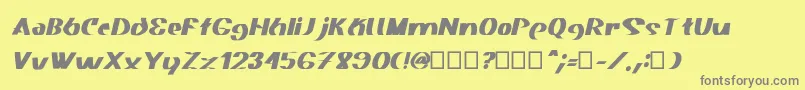 フォントAkasic Medium Italic – 黄色の背景に灰色の文字