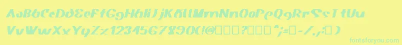 Fonte Akasic Medium Italic – fontes verdes em um fundo amarelo