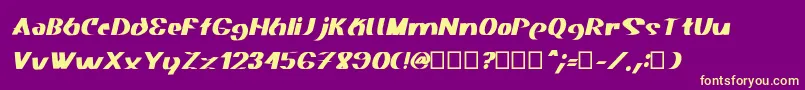 Fonte Akasic Medium Italic – fontes amarelas em um fundo roxo