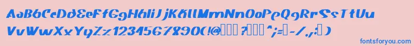 Akasic Medium Italic-Schriftart – Blaue Schriften auf rosa Hintergrund