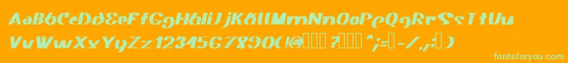 Akasic Medium Italic-Schriftart – Grüne Schriften auf orangefarbenem Hintergrund