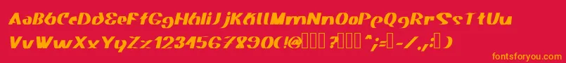 フォントAkasic Medium Italic – 赤い背景にオレンジの文字