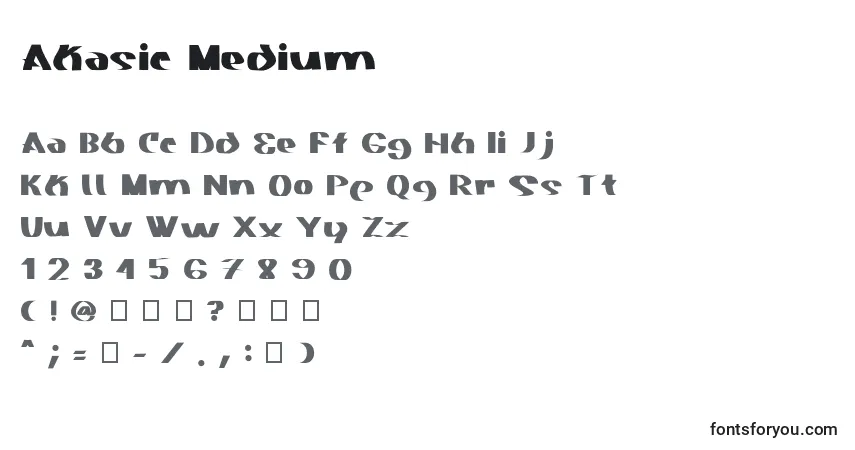A fonte Akasic Medium – alfabeto, números, caracteres especiais
