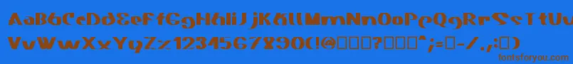 フォントAkasic Medium – 茶色の文字が青い背景にあります。